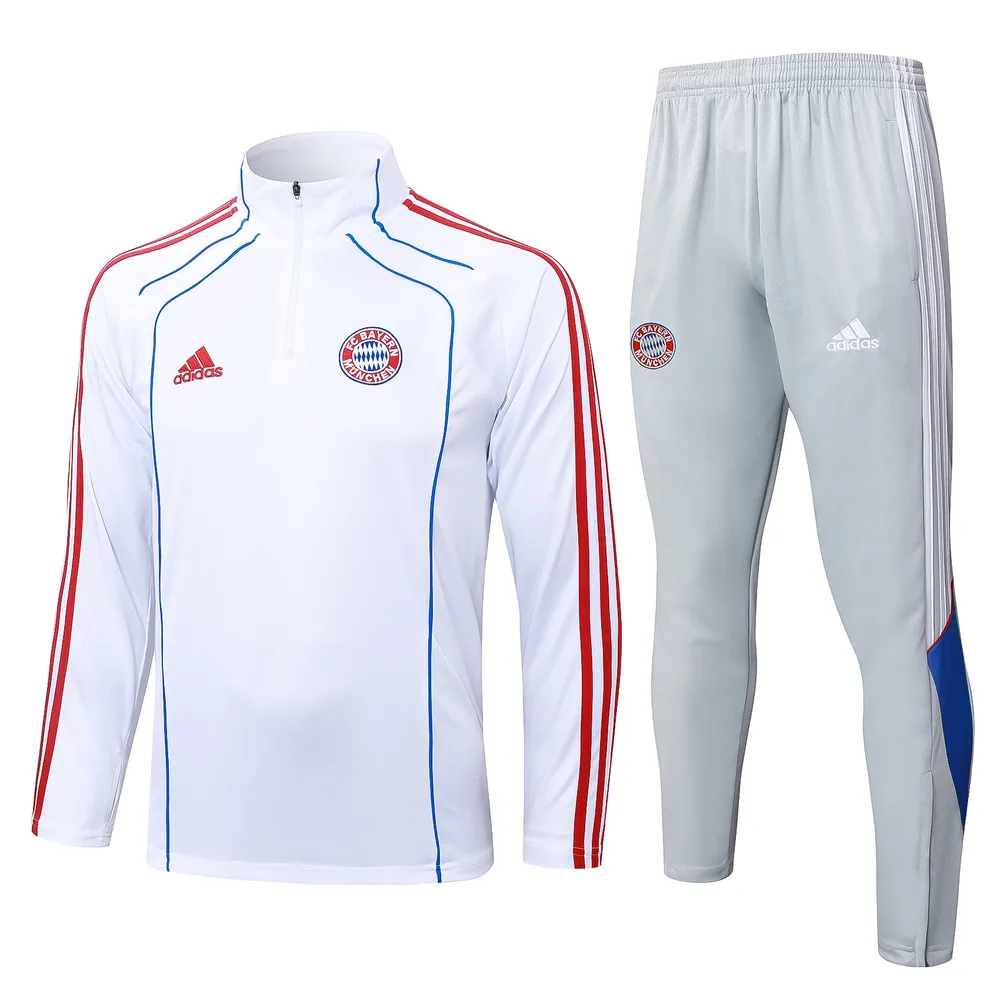2025/2026 Survêtement Demi-Traction Bayern Munich Blanc Style Rétro Maillot Football  Ensemble — main view