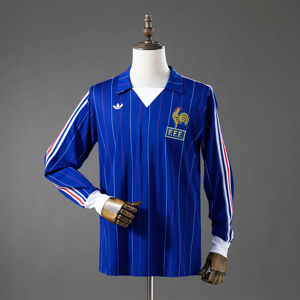 قميص رجعي 1980/1982 طويل الأكمام فرنسا المنزلي درجة المشجع AAA — main view