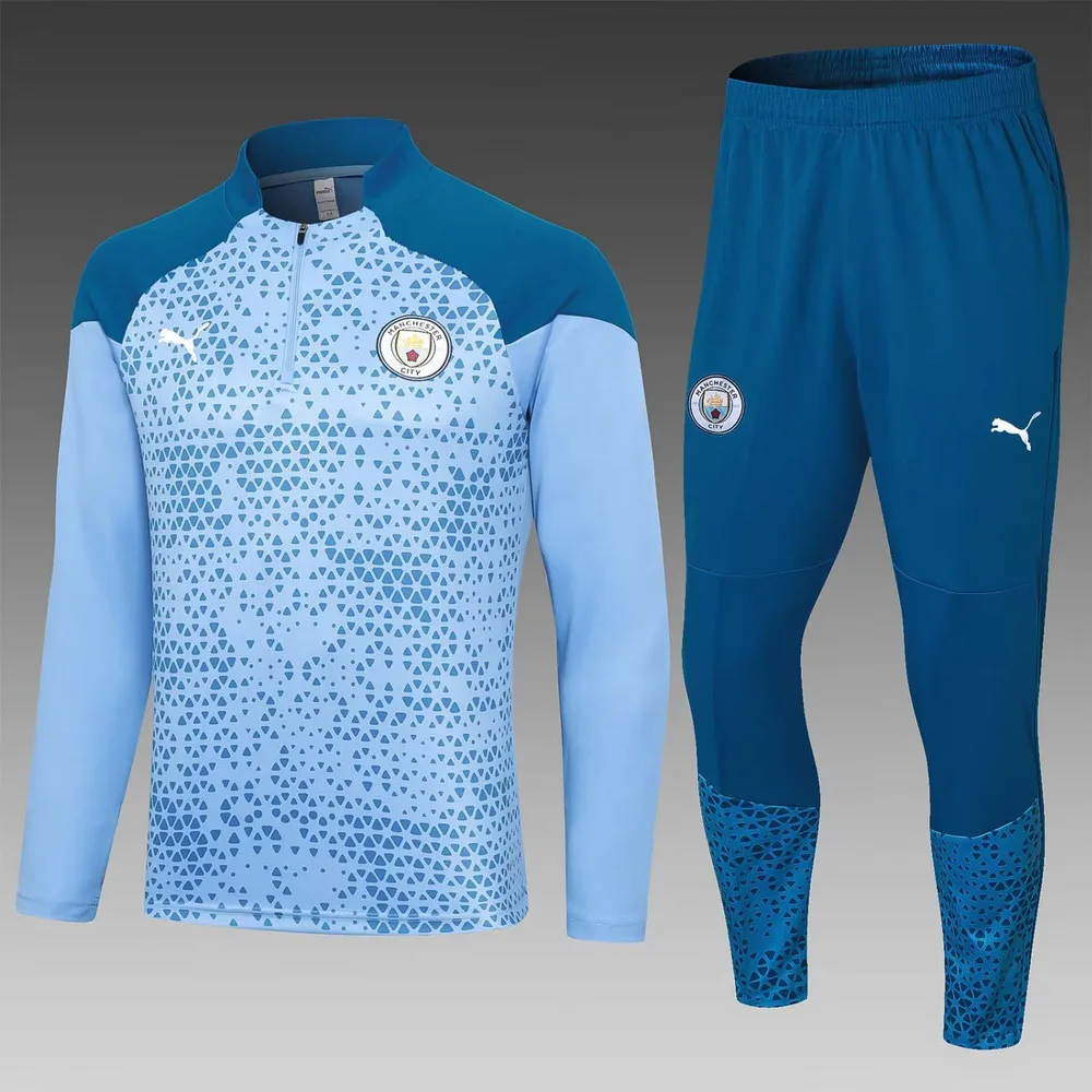 Survêtement d'entraînement demi-zip bleu 2023/2024 Manchester City  Ensemble — main view