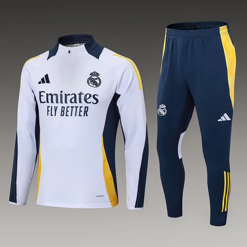 2024/2025 Real Demi-Traction Tenue d'Entraînement Blanc Maillot de Football  Ensemble — main view