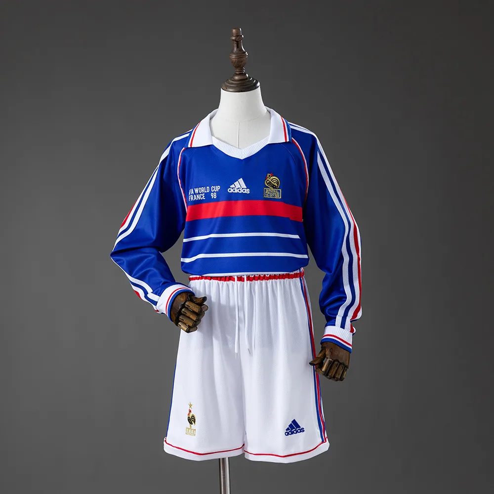 Camiseta Retro 1998 Francia Local Manga Larga AAA calidad fan Talla Infantil — main view