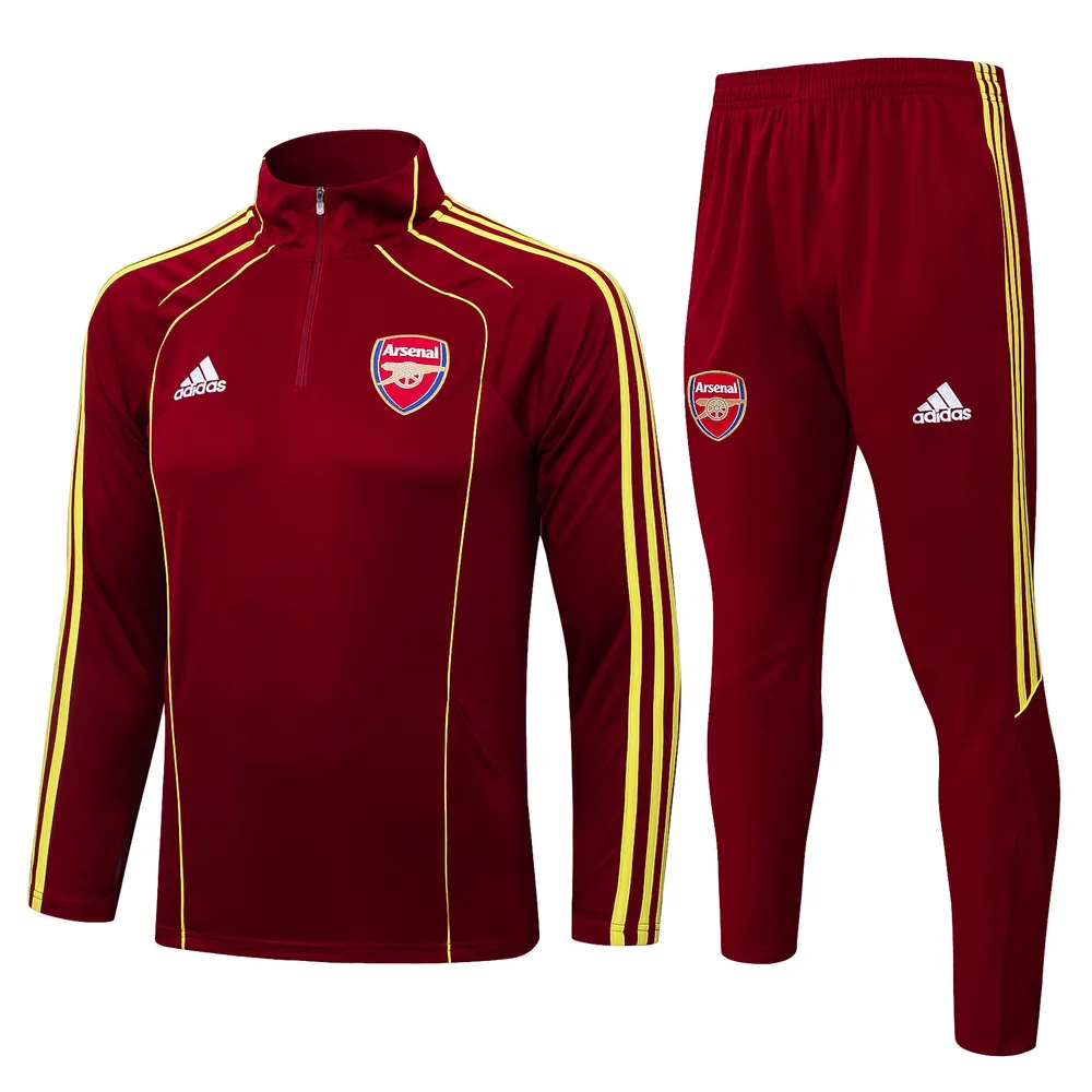 2025/2026 Arsenal Half-Pull Training Suit Maroon Retro Edition Football Shirt  Set — main view