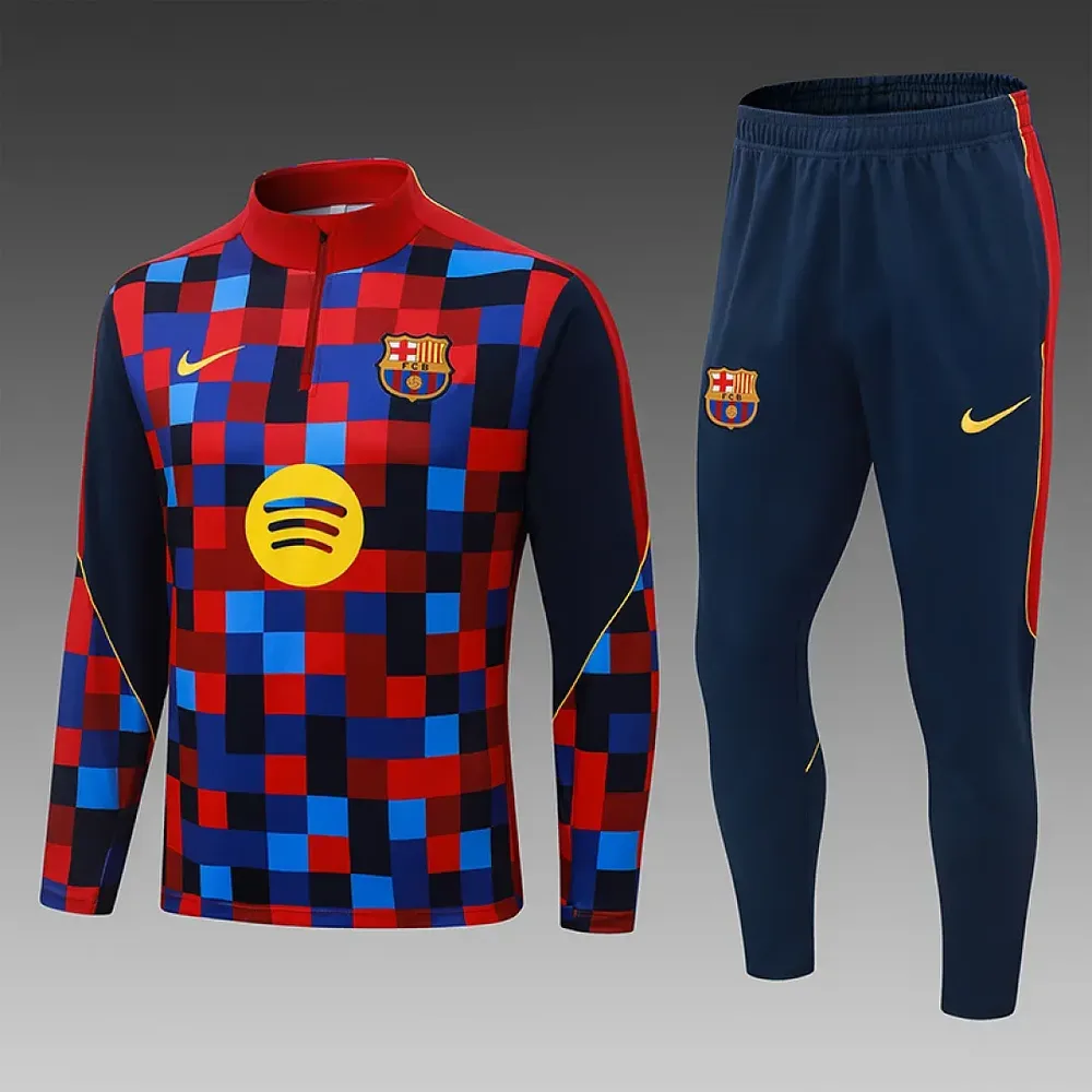 2026/2027 Barcelona Halbpullover-Trainingsshirt Rot-Blau Digital Fußball   Set — main view