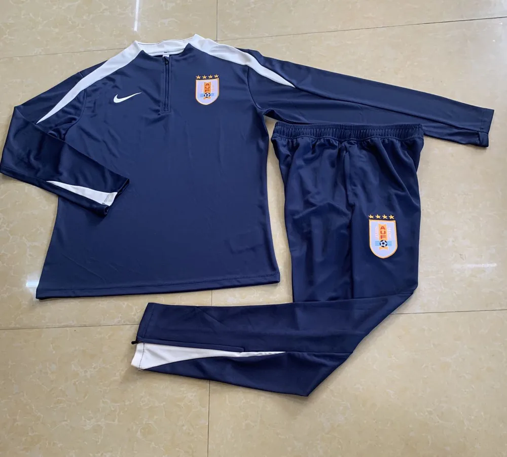 2025/2026 Uruguay Nationalmannschaft Halb-Reißverschluss Trainingsanzug Königsblau Trikot  Set — main view