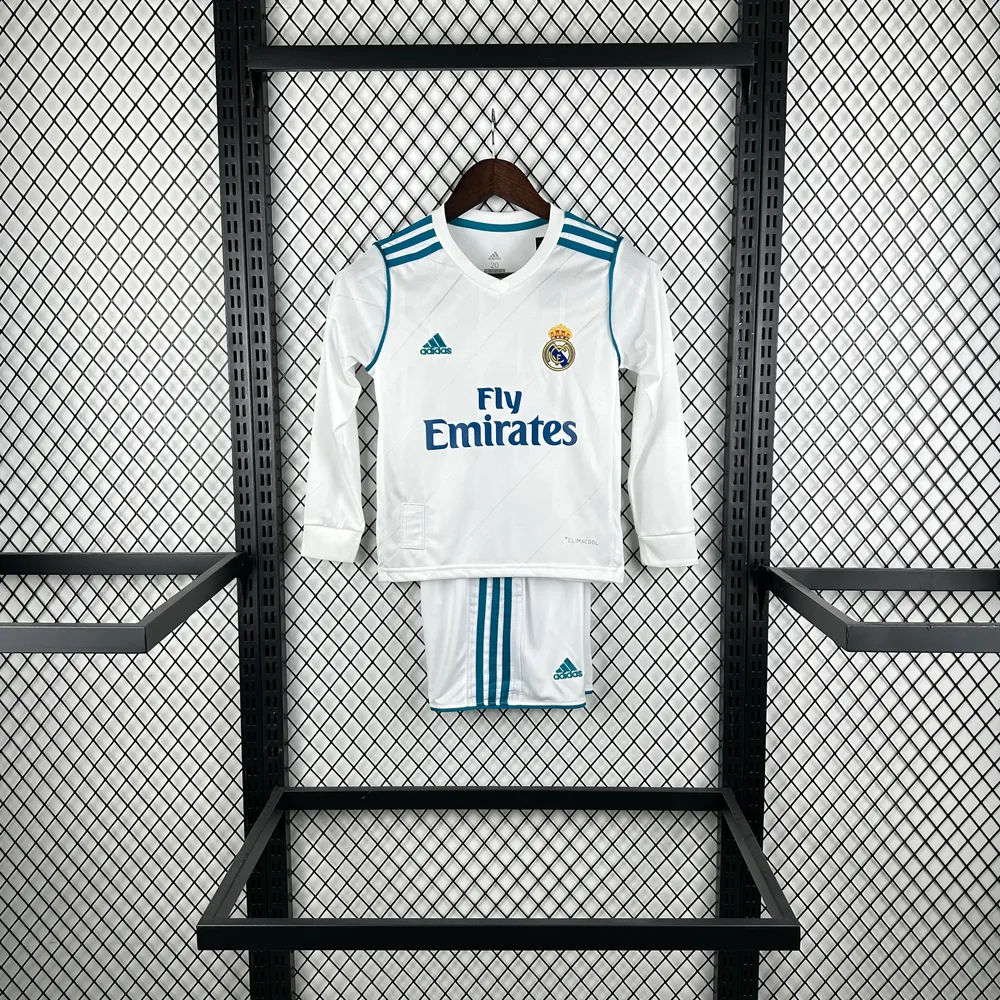 2017/2018 Retro Long Sleeve Real Madrid Home Football Shirt  Kids Size — main view