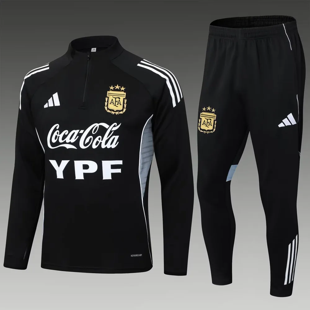 2025 Argentina Half-Pull Training Suit Black Football Shirt  Set — main view