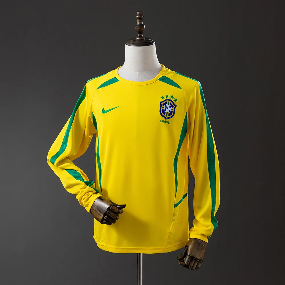 2002 Retro Long Sleeve Brazil Home Football Shirt  — main view