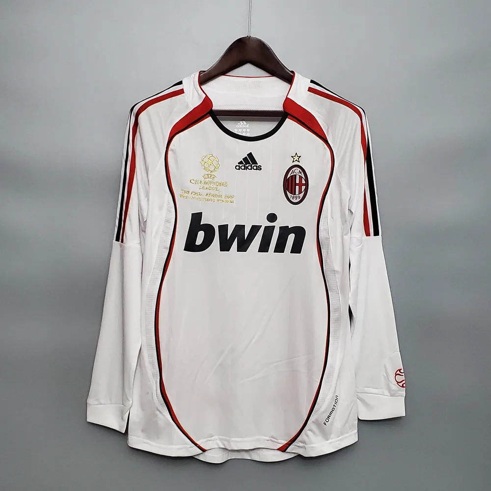 قميص كرة قدم AC Milan الكلاسيكي خارج الأرض بأكمام طويلة 2006/2007 جودة تايلاندية — main view