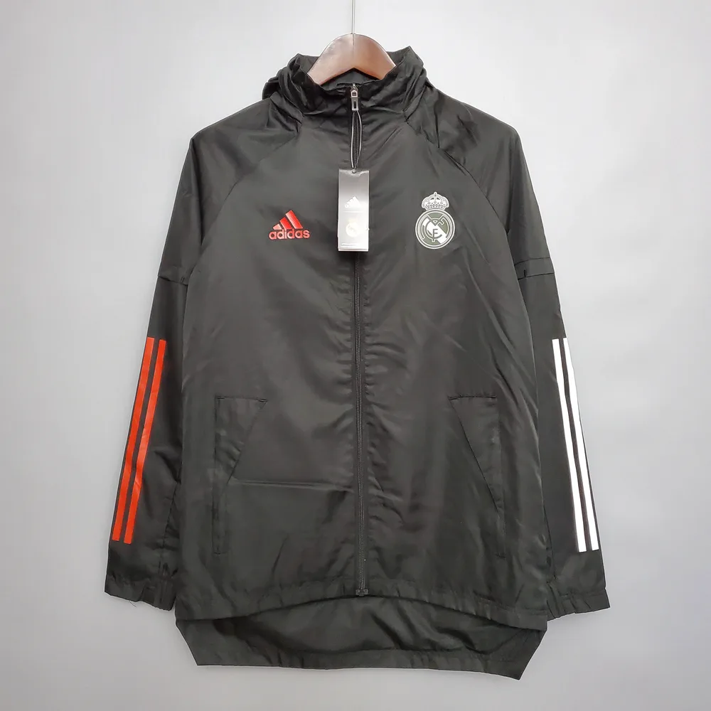 Chaqueta Cortavientos Real Madrid Negra 2021 (Borde Blanco y Rojo) — main view