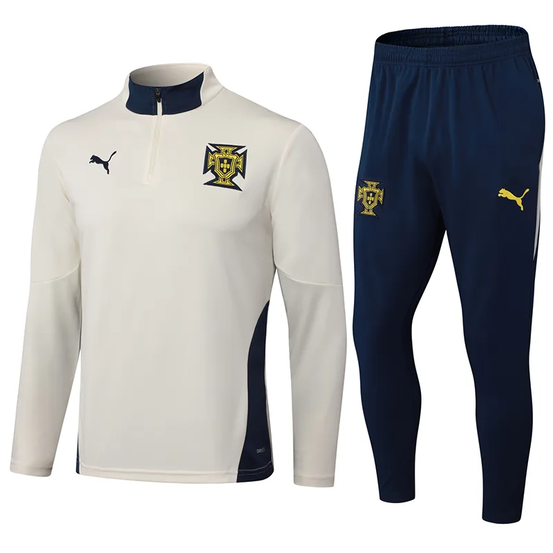 2025-2026 Portugal Half-Pull Training Suit Beige Football Shirt Set — main view
