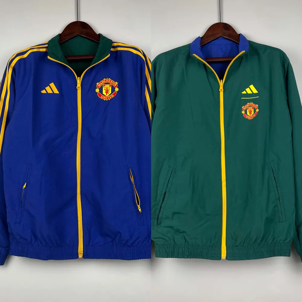2023/2024 Manchester United Coupe-Vent Réversible (Bleu-Vert) Maillot de Foot  — main view