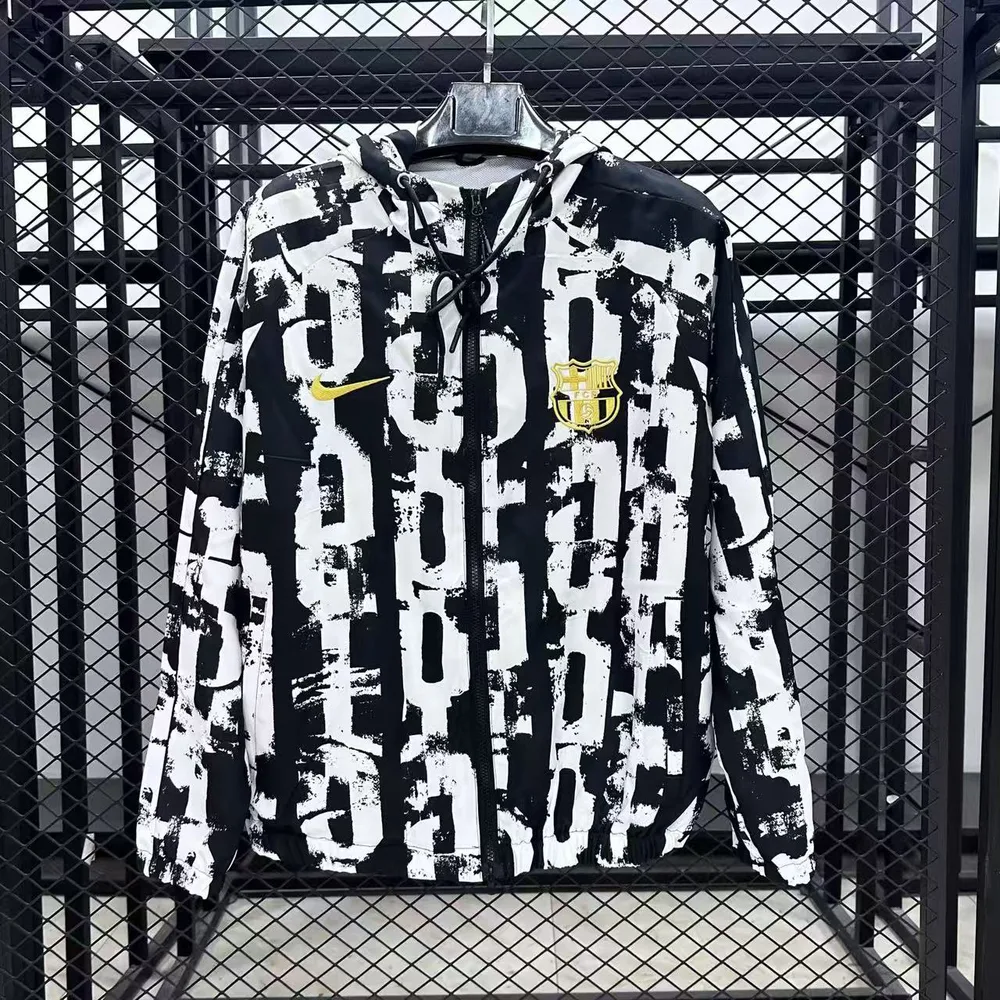 2025/2026 Barcelona Windbreaker Black-White Jersey  — main view