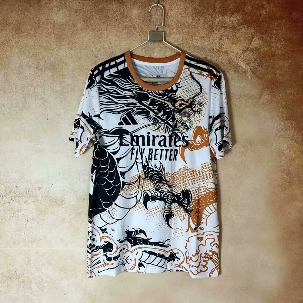 2025/2026 Real Madrid Black and white orange dragon Special Edition Football Jersey  — main view