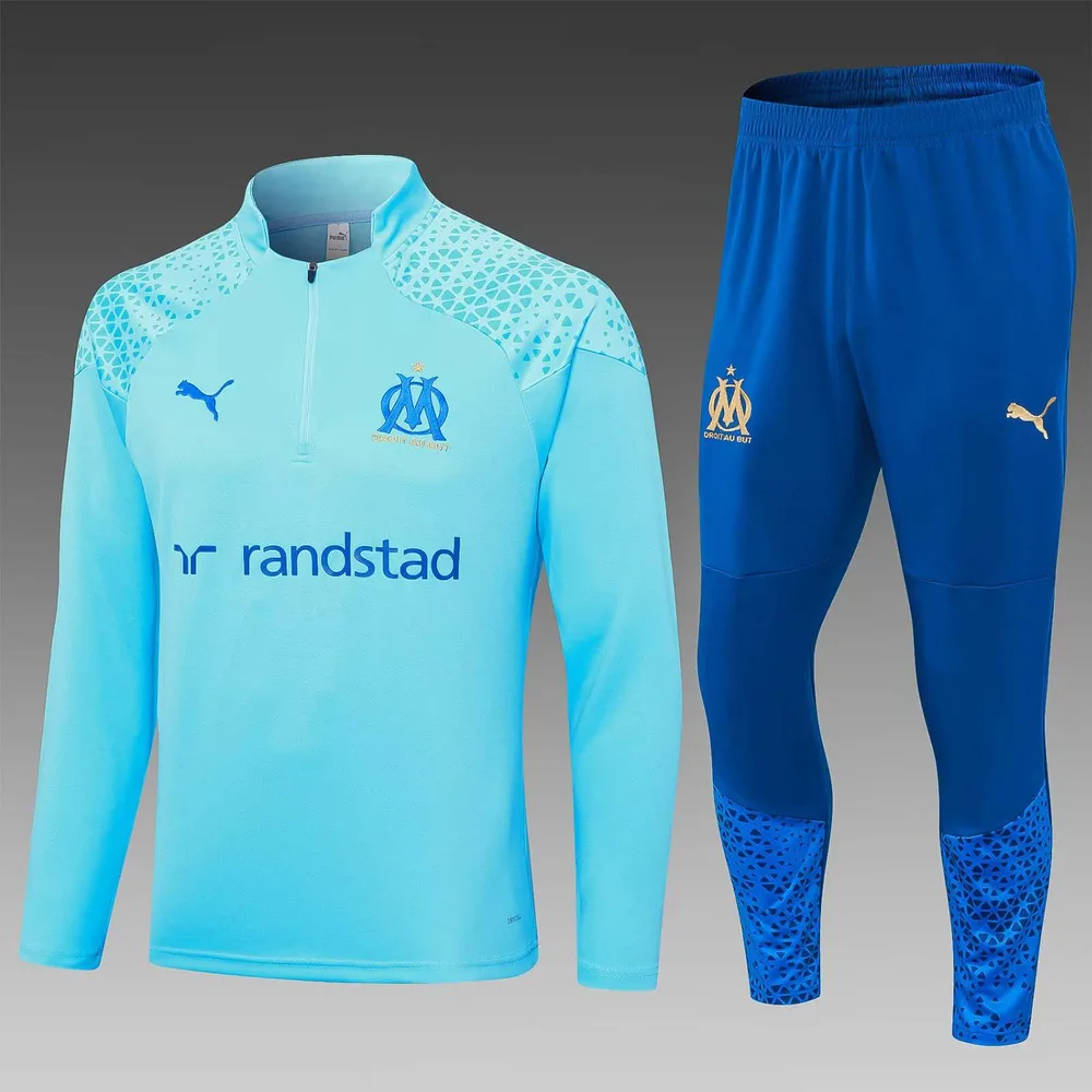 2023/2024 Olympique de Marseille Chándal de Entrenamiento Media Cremallera Azul Claro — main view