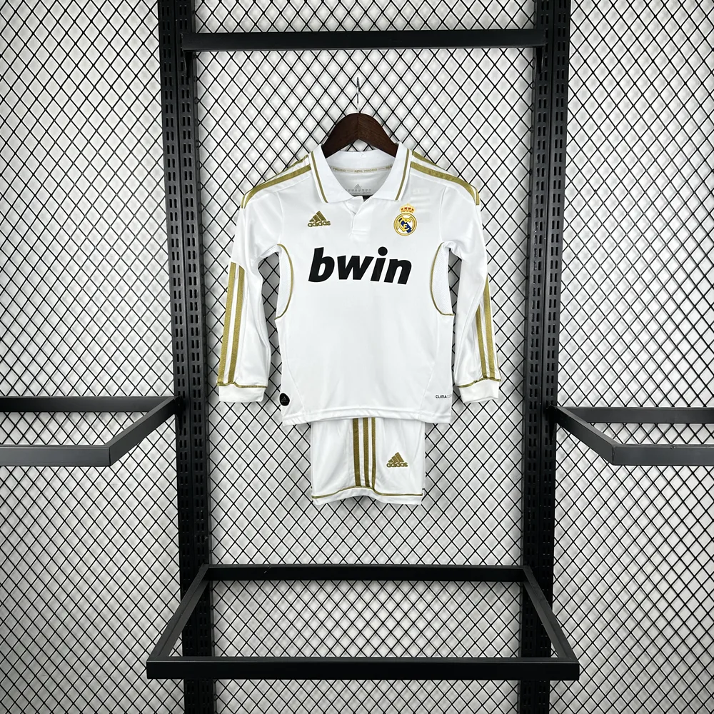 قميص ريال مدريد المنزلي الرجعي طويل الأكمام 2011/2012 جودة تايلاندية مقاس أطفال — main view