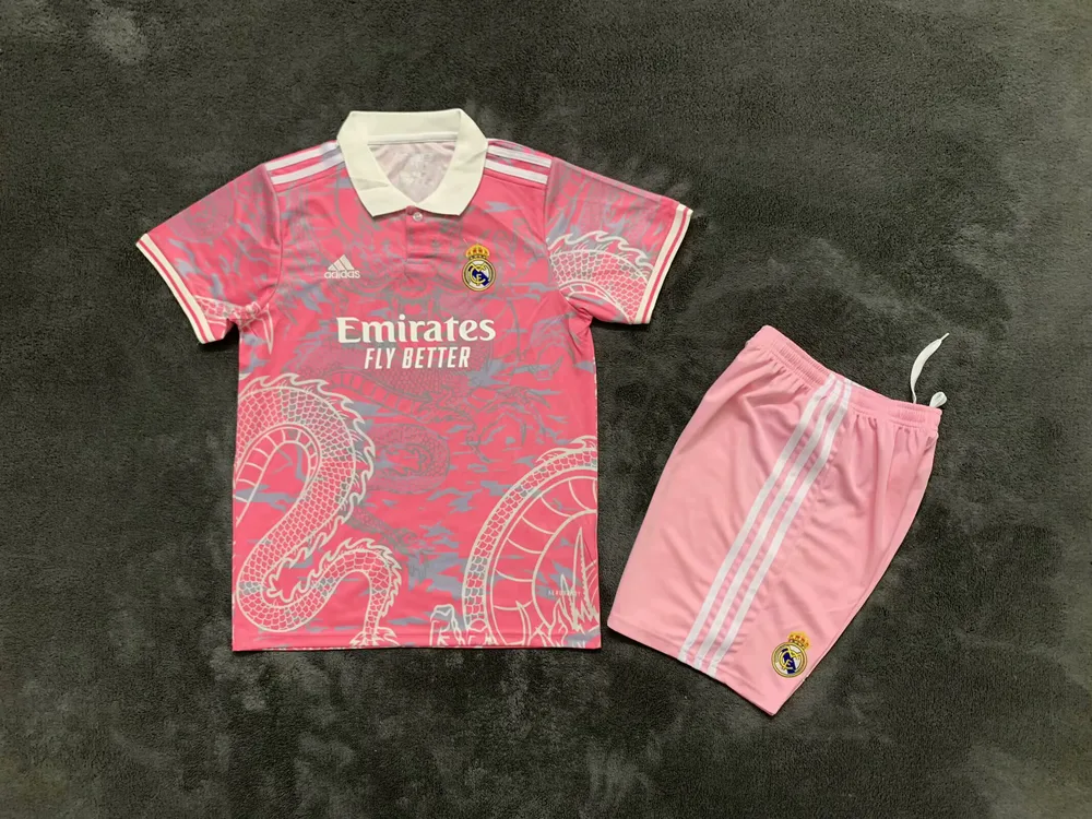 2025/2026 Real Madrid Chinese dragon pink Football Jersey  Kids Size — main view