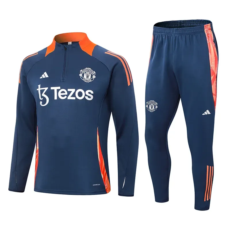 2024/2025 Manchester United Half-Pull Training Suit Royal Blue Football Shirt  Set — main view