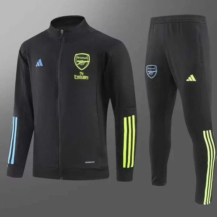 Ensemble de maillot de football à fermeture éclair longue noir Arsenal 2023/2024  — main view