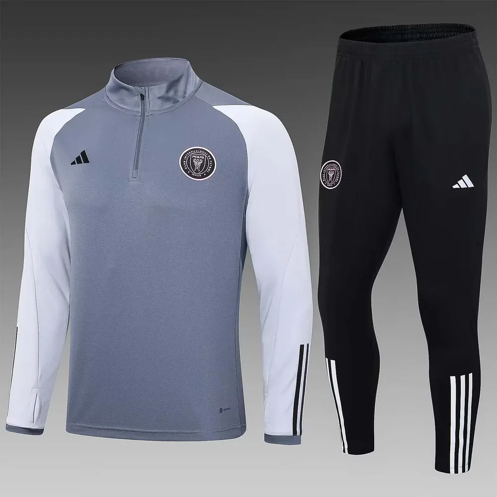 2023/2024 Inter Miami Half-Pull Training Suit gray Football Shirt  Set — main view