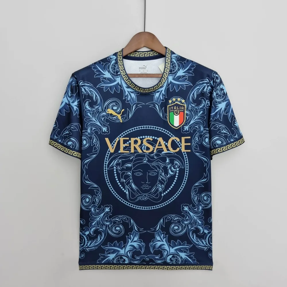 2022 Italien Gedenkedition Blau Fußballtrikot — main view