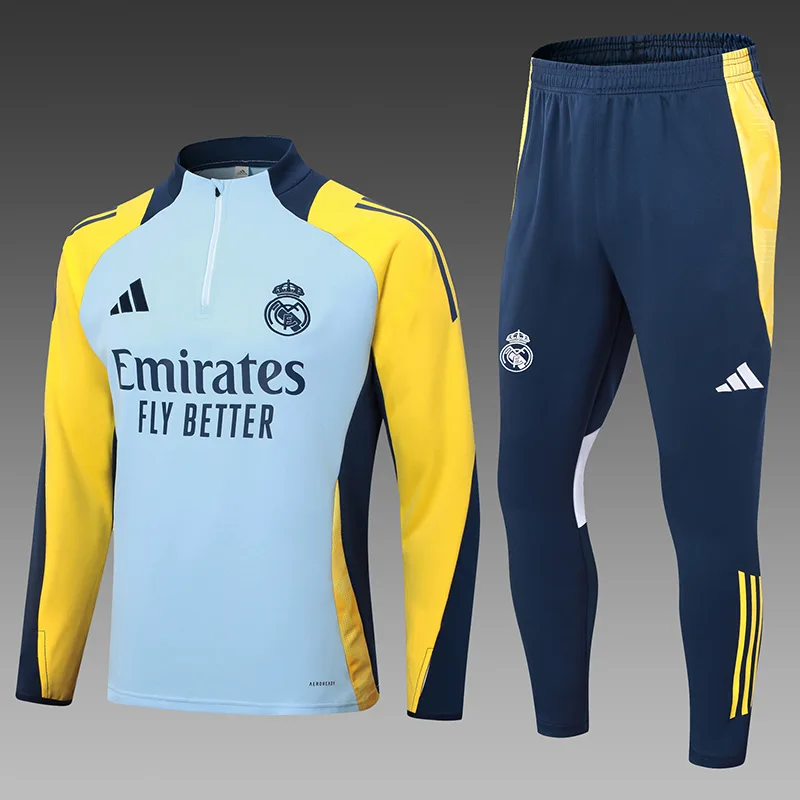 2024/2025 Real Madrid Half-Pull Training Suit Baby Blue Football Shirt  Set — main view