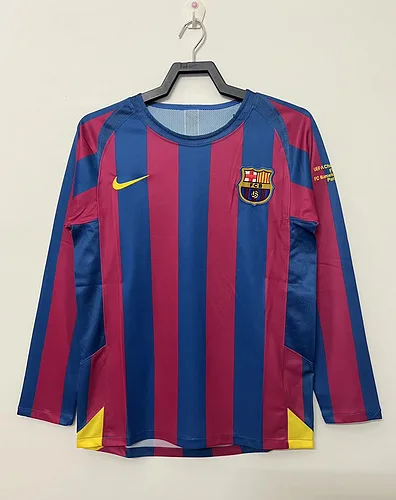 2005/2006 Retro Langarm Barcelona Heim Fußballtrikot UEFA Champions League  — main view