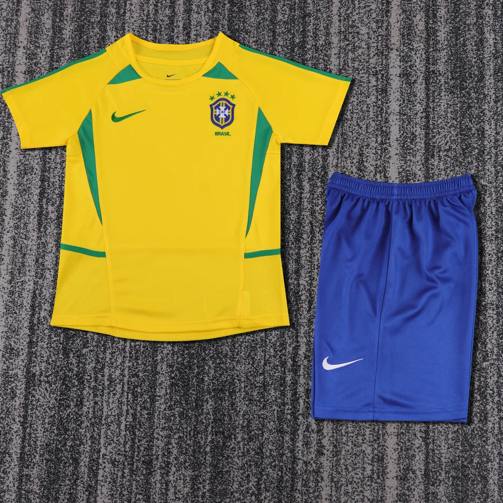 2002 Retro Brasilien Heim-Fußballtrikot   Kindergröße — main view