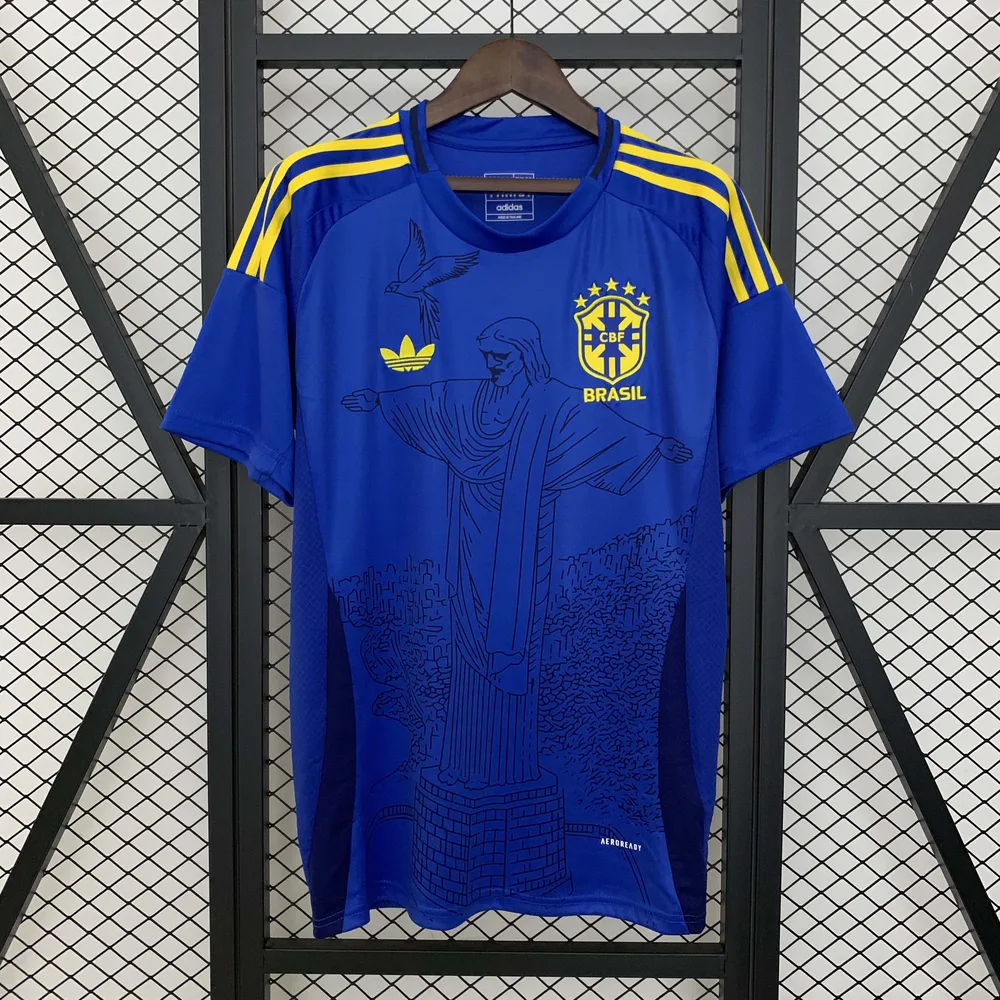 Camisa de Futebol Azul Jesus Edição Especial Brasil AAA qualidade fã 2025 — main view