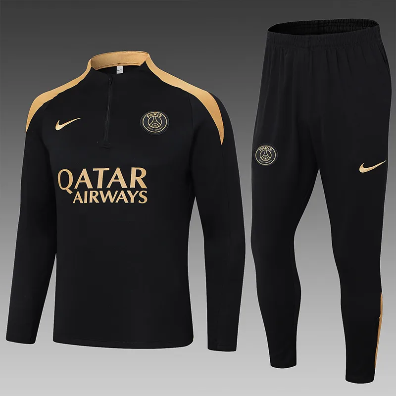 Conjunto de Entrenamiento Semipull 2024/2025 del PSG Paris Saint-Germain Negro-Amarillo Cuello — main view