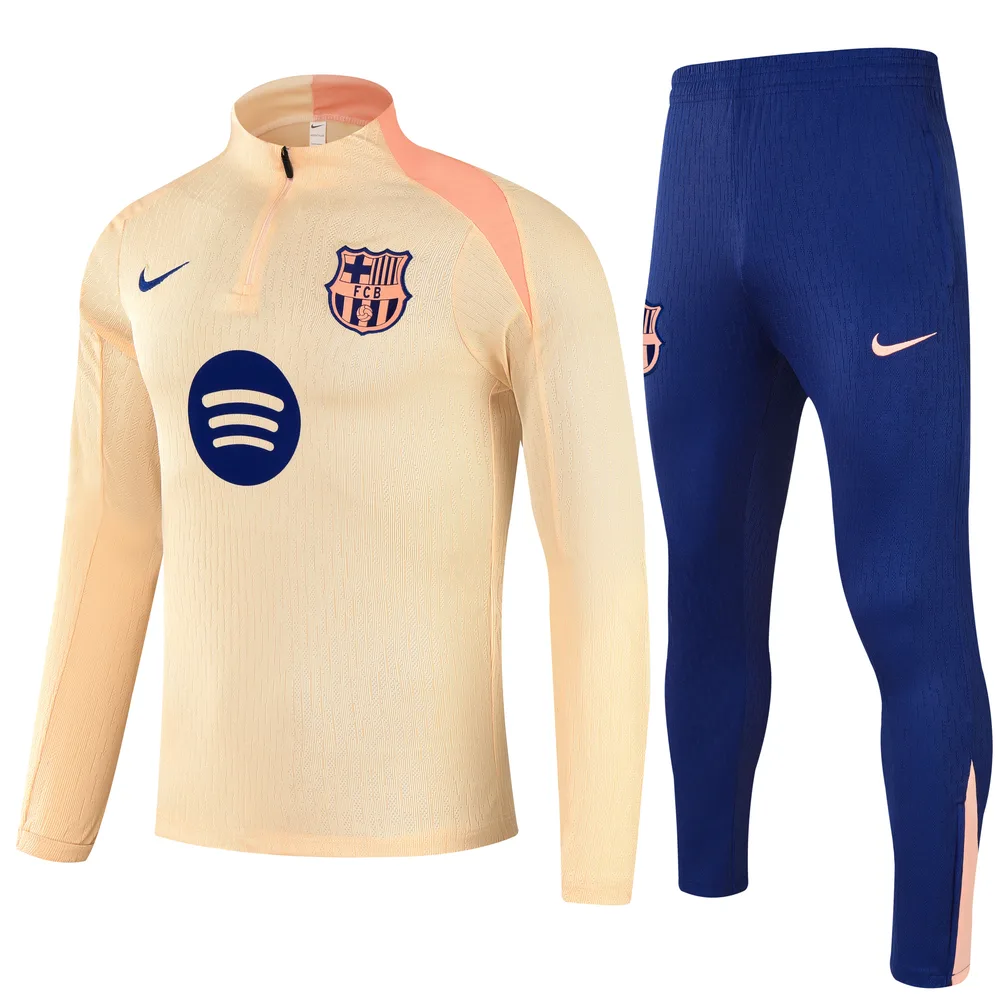 2025/2026 Barcelona beige Half-Pull Training Suit Jersey Set — main view