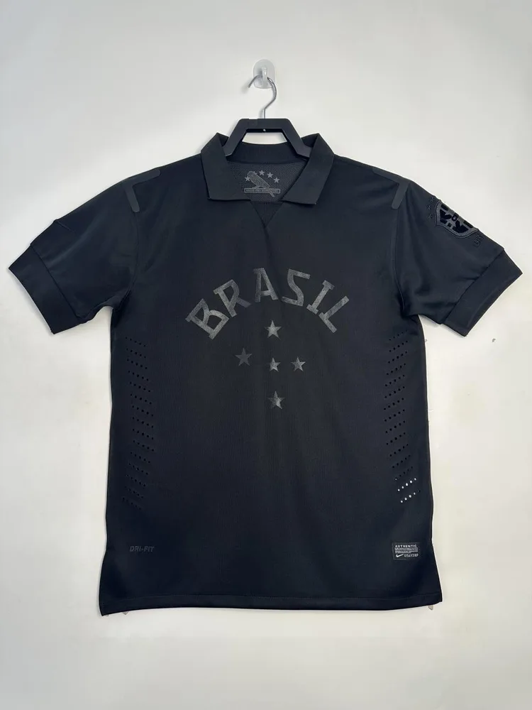 2013-2014 Retro Brasilien Schwarz Fußballtrikot  — main view