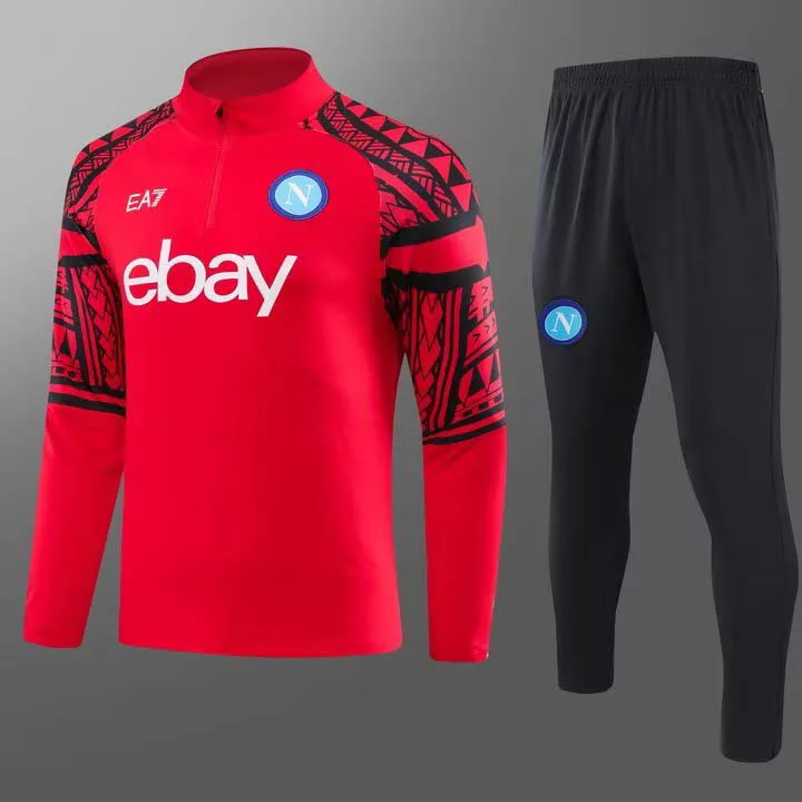 2023-2024 Napoli Half-Pull Trainingsanzug Rot Fußballtrikot  Set — main view