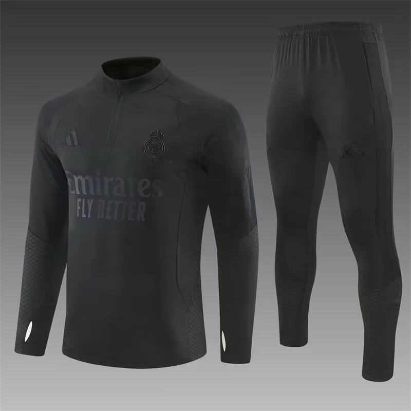 2026/2027 Real Madrid Half-Pull Training Suit Black Football Jersey   — main view