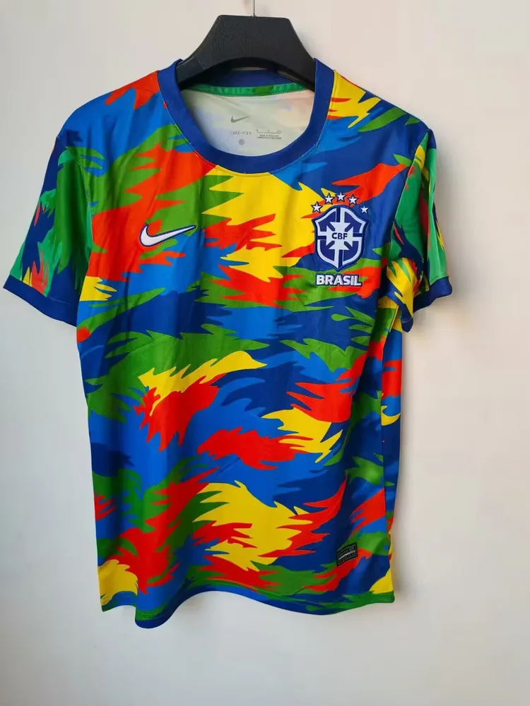 2025/2026 Brasil Edición Especial Camuflaje Cuello Azul 25 Camiseta de Fútbol  — main view