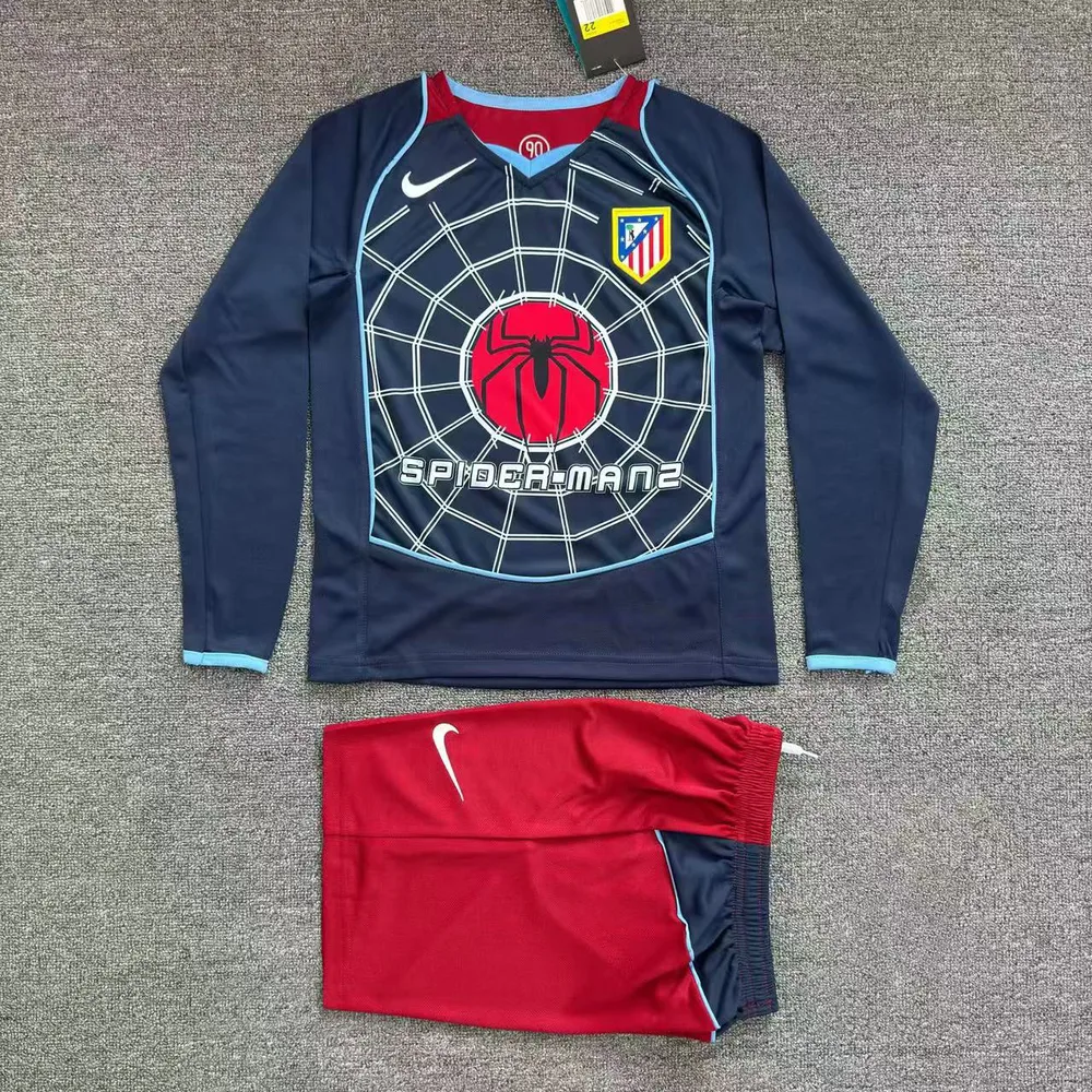 2004-2005 Rétro Manches Longues Atletico Madrid Extérieur Maillot de Foot  Taille Enfant — main view