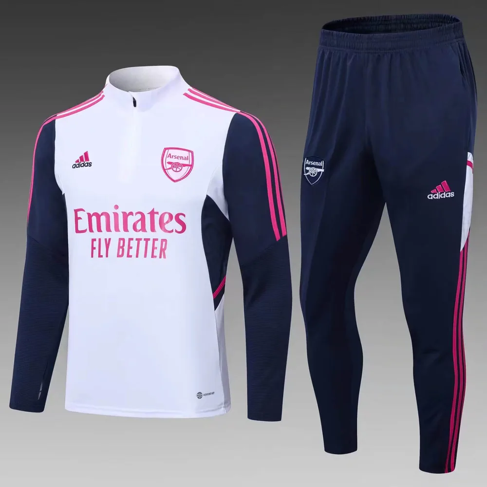 2022/2023 Arsenal Half-Pull Trainingsanzug Weiß Fußballtrikot AAA fan-gradät Set — main view
