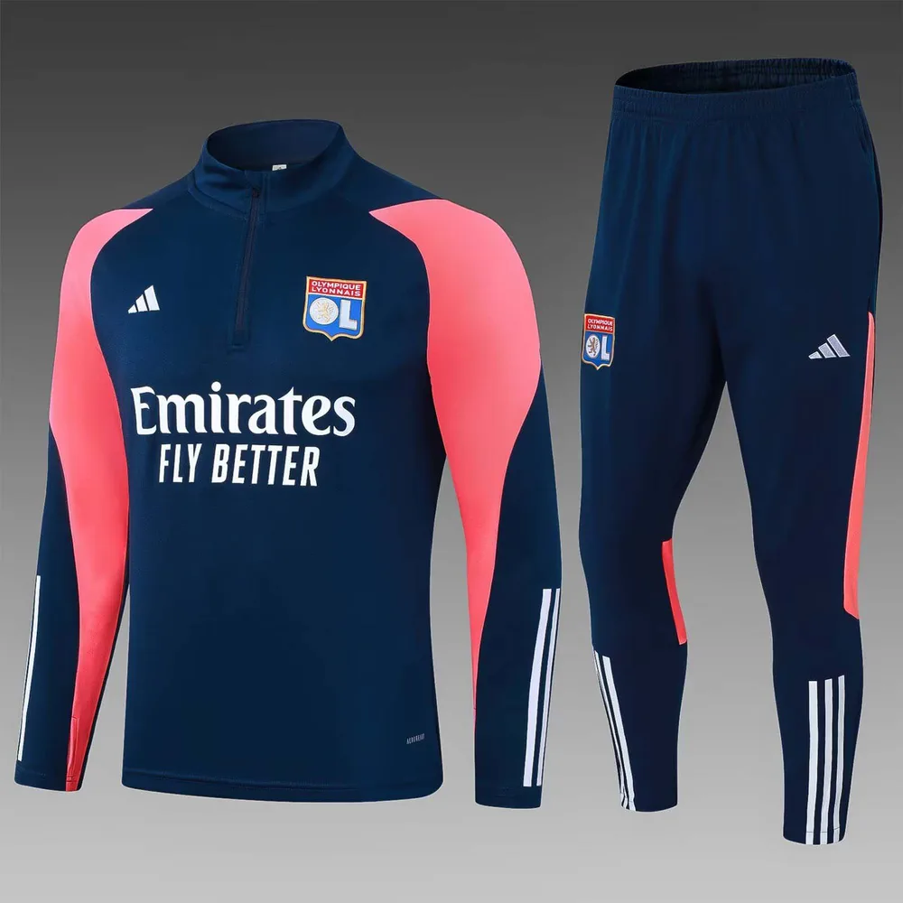 2023/2024 Lyonnais Half-Pull Training Suit Royal blue Football Shirt Set — main view