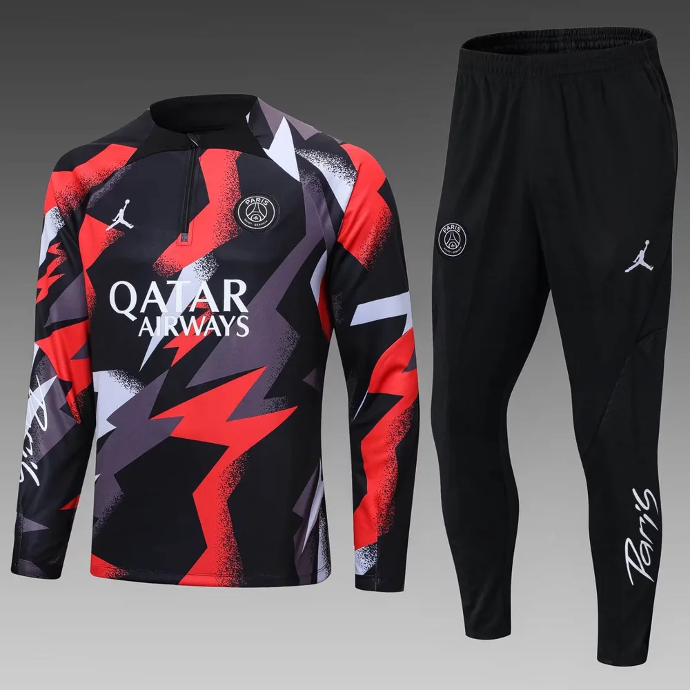 Ensemble Tenue d'Entraînement Mi-Zip PSG Paris Saint-Germain Camouflage Rouge Gris 2022/2023 — main view