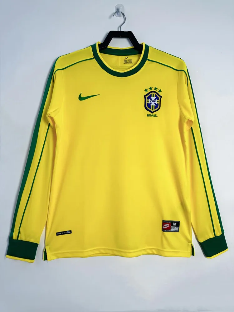 1998 قميص البرازيل المنزلي طويل الأكمام رجعي جودة تايلاندية — main view