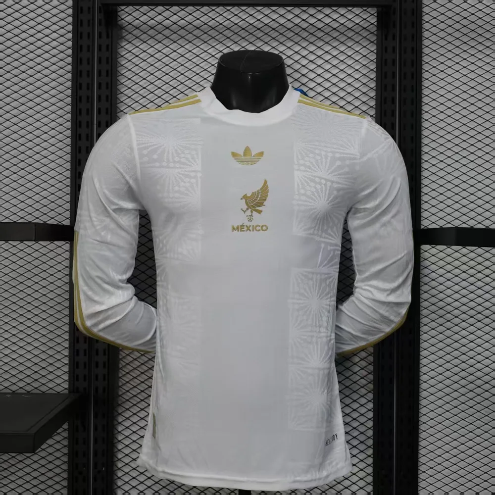 2025/2026 Langarm Player Version Mexiko Nationalmannschaft Sonderedition Platin Fußballtrikot  — main view