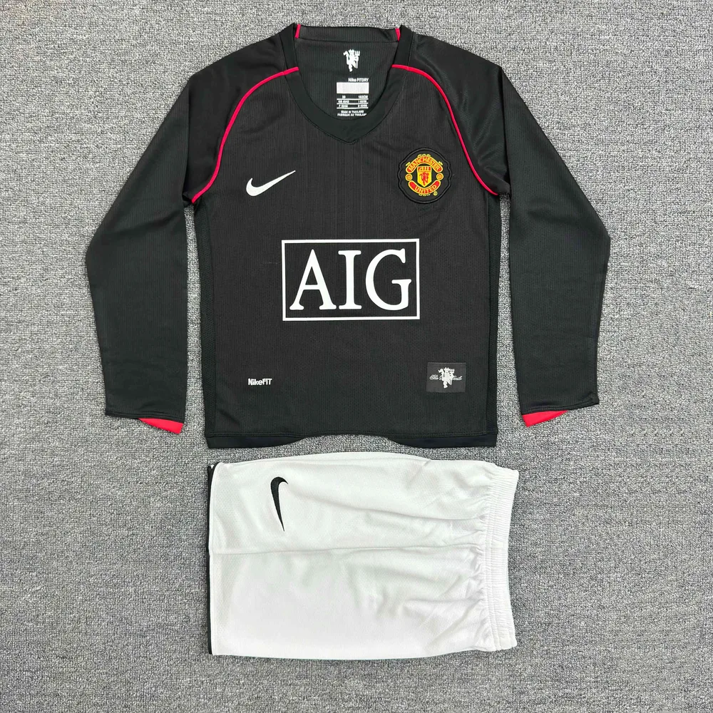 2007/2008 Retro Long Sleeve Manchester United Third Away Football Shirt  Kids Size — main view