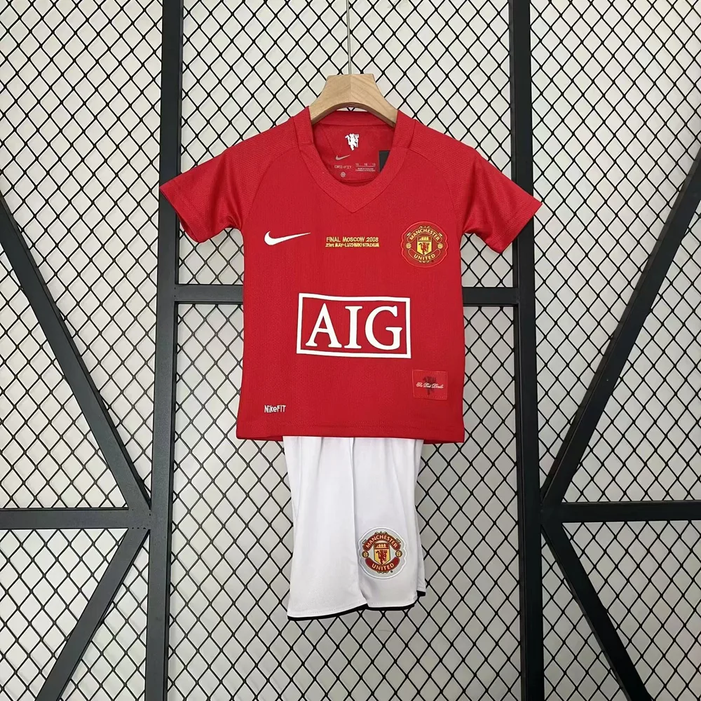 2007/2008 Maillot Rétro Manchester United Home Édition Ligue des Champions Football  Taille Enfant — main view