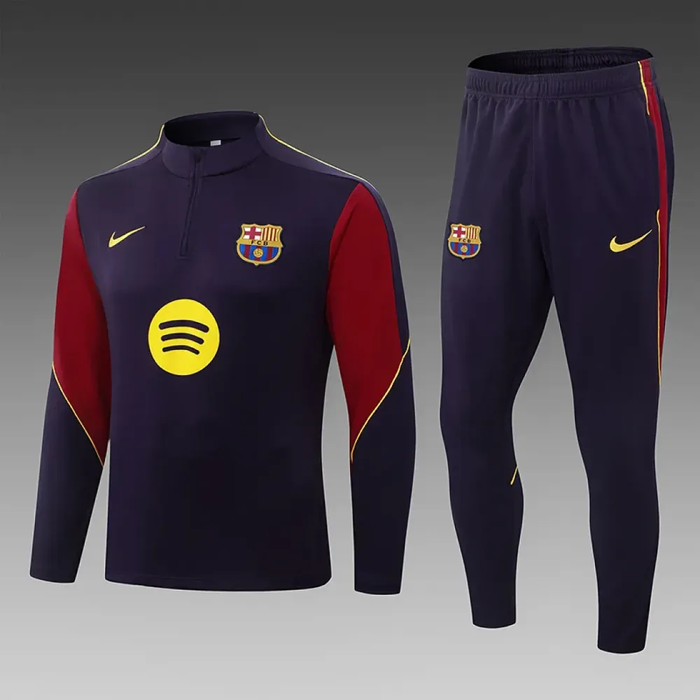 Camisa de Futebol Treino Meio Puxa Barcelona Roxo Escuro 2026/2027 Conjunto   — main view