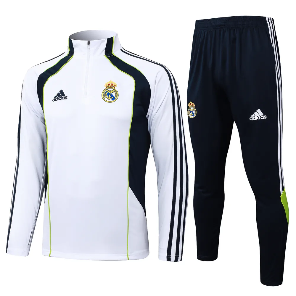 2025-2026 Real Madrid Retro White Half-Pull Training Suit Football Shirt  Set 01 — main view