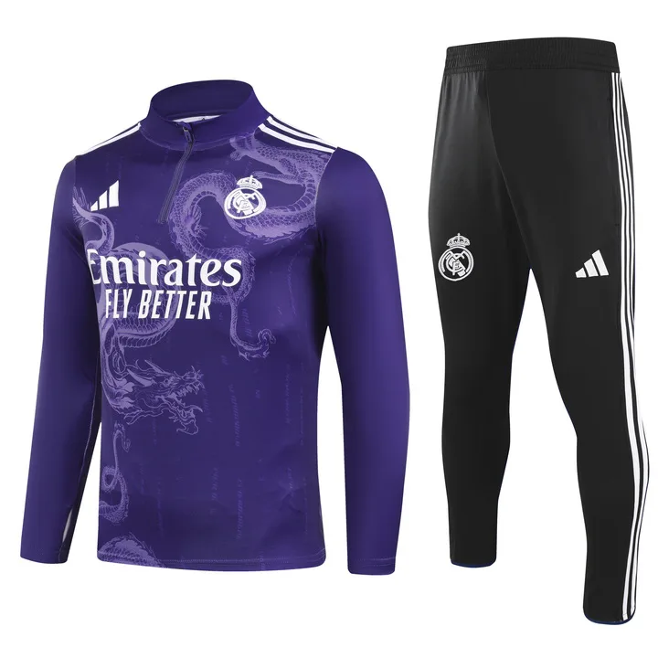 2024/2025 Real Madrid Royal Purple Special Edition Half-Pull Training Suit Football Shirt  Set — main view