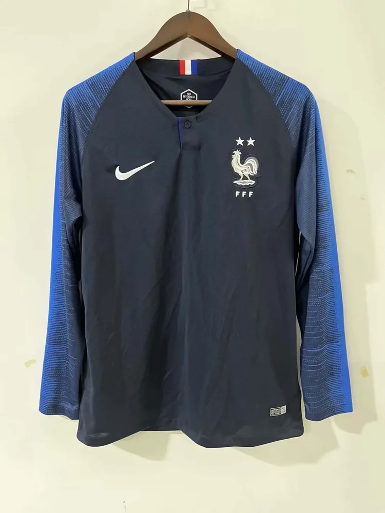 2018 Retro Long Sleeve France Home Football Shirt  — main view