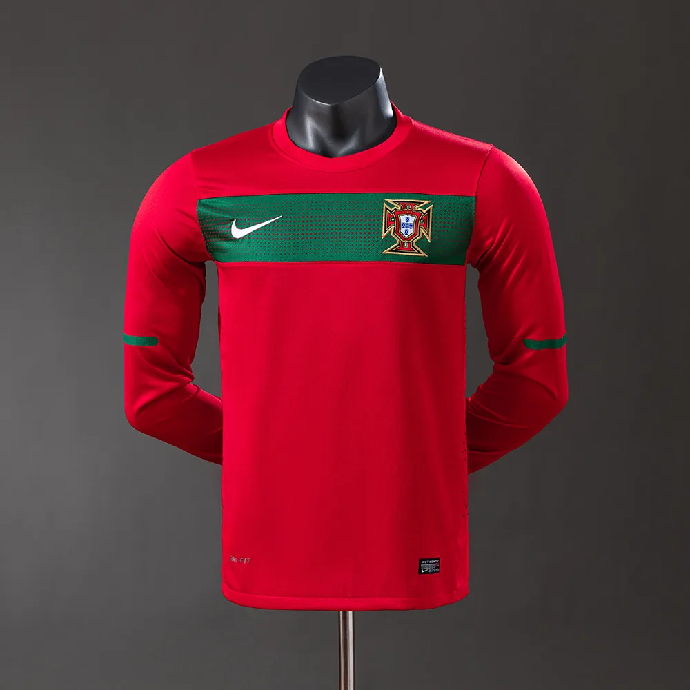 2010 Retro Player Version Portugal Home Long Sleeve Jersey  — main view