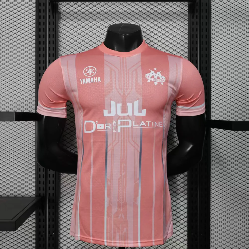 2025/2026 Maillot de football version joueur édition spéciale rose de l'Olympique de Marseille  — main view