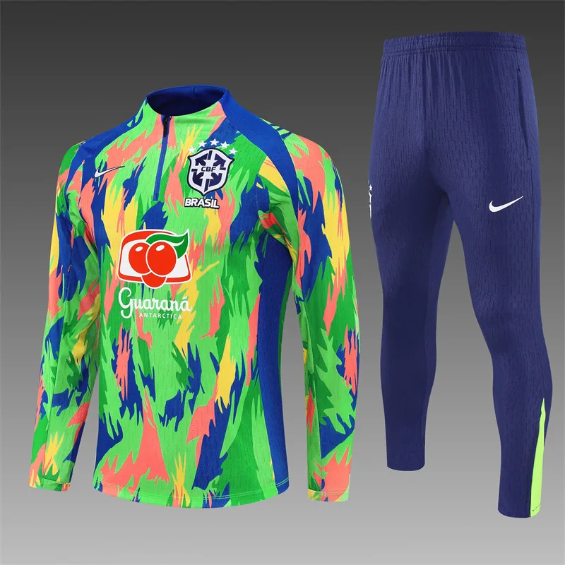 2026 Brazil Survêtement d'entraînement coloré demi-fermeture éclair maillot de foot AAA qualité fan ensemble — main view