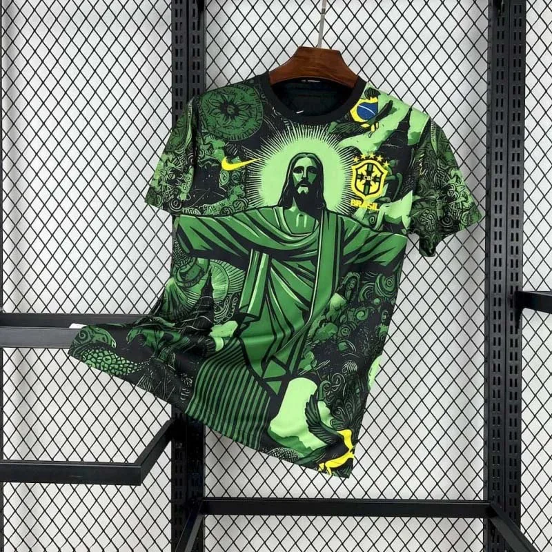 2025 Brasilien Sonderedition Jesus Schwarz Grün Fußballtrikot AAA Fan-Qualität — main view